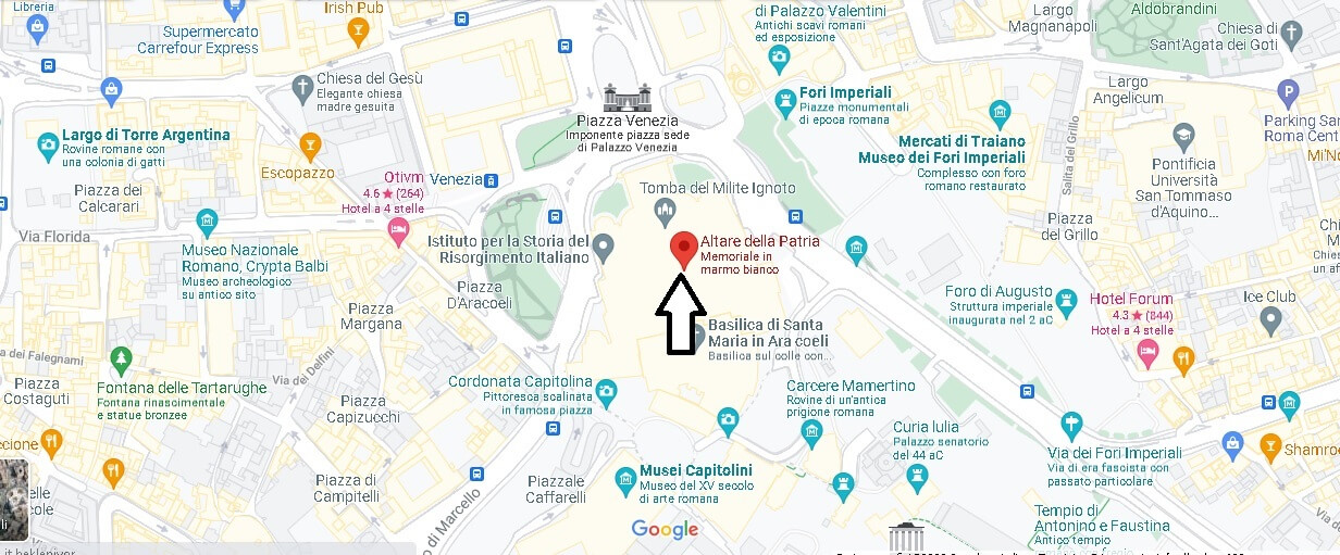 Mappa Altare della Patria