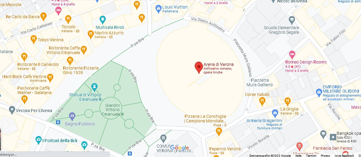 Mappa l'Arena di Verona
