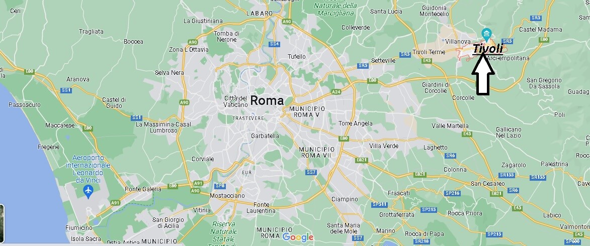 Dove si trova Tivoli rispetto a Roma