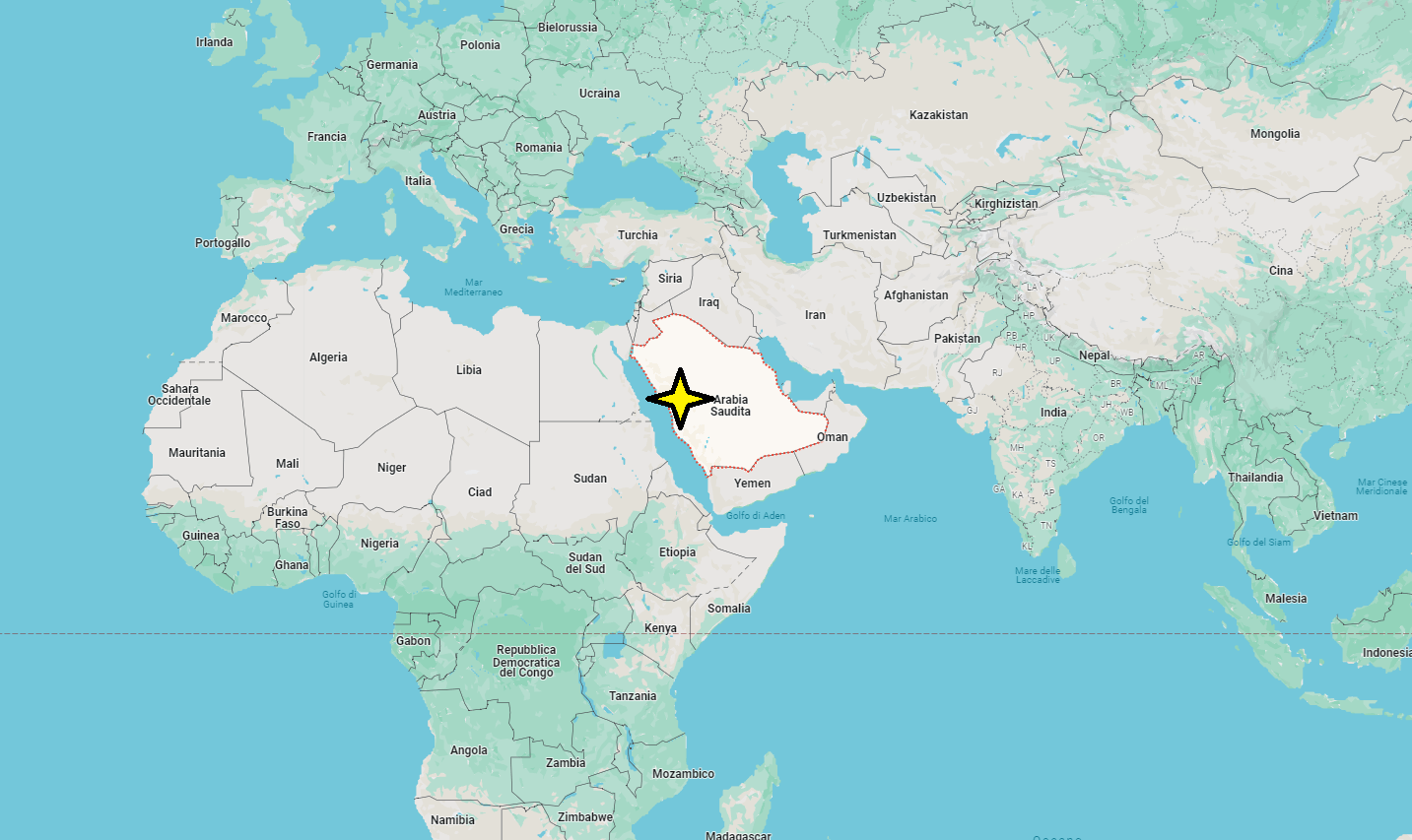 In che continente si trova l'Arabia Saudita