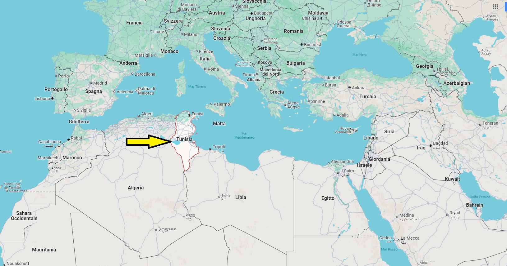 In che continente si trova la Tunisia